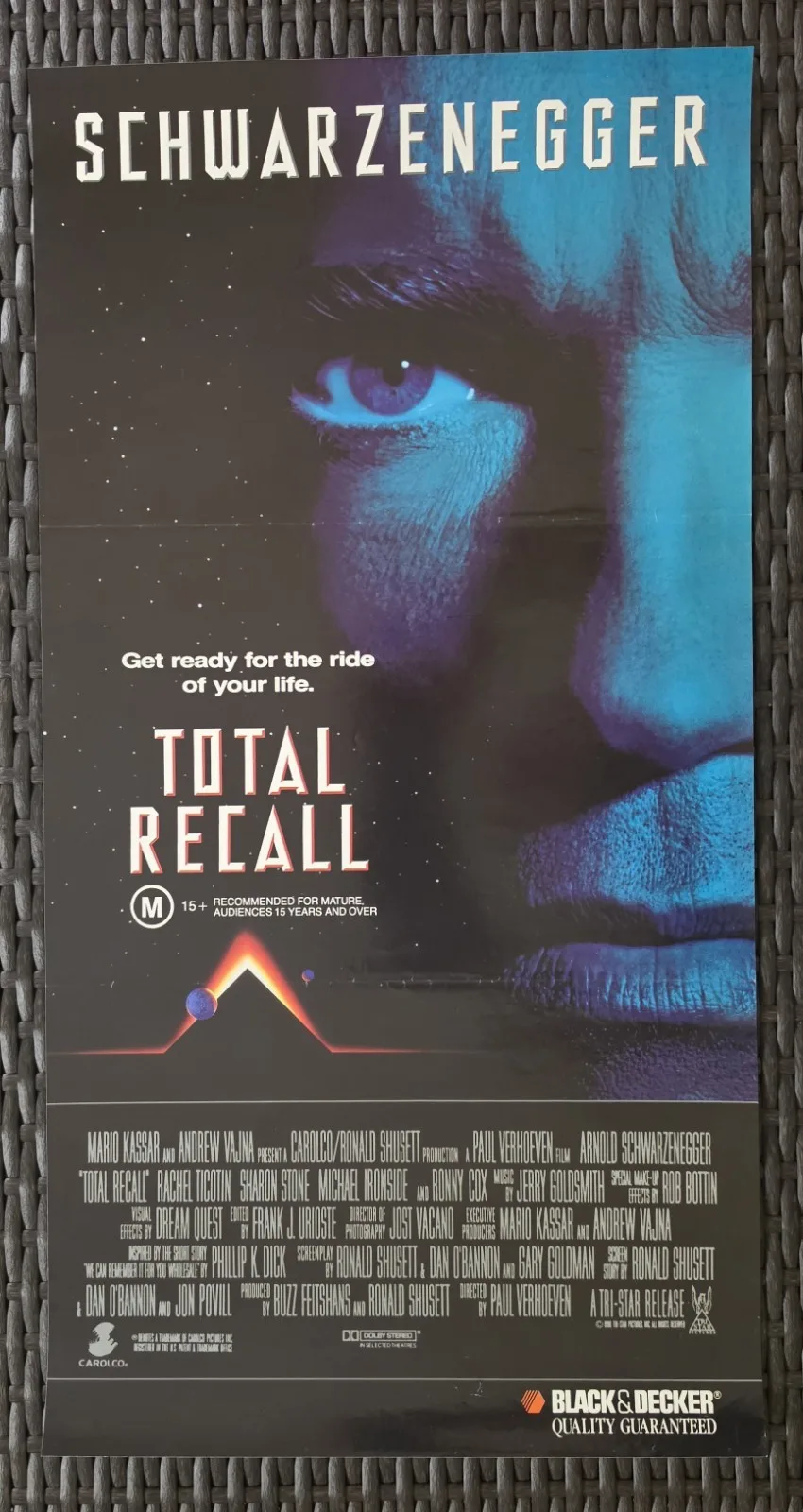 Total Recall 1990 Original Australian Daybill Poster Schwarzenegger Black Decker – photo 2