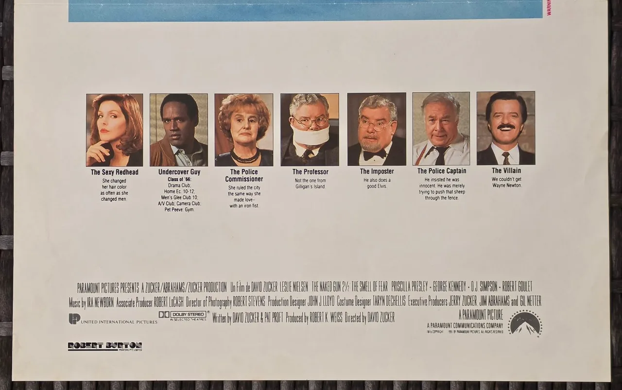 The Naked Gun 2½ 1991 The Smell of Fear Original Australian Daybill Poster — photo 4