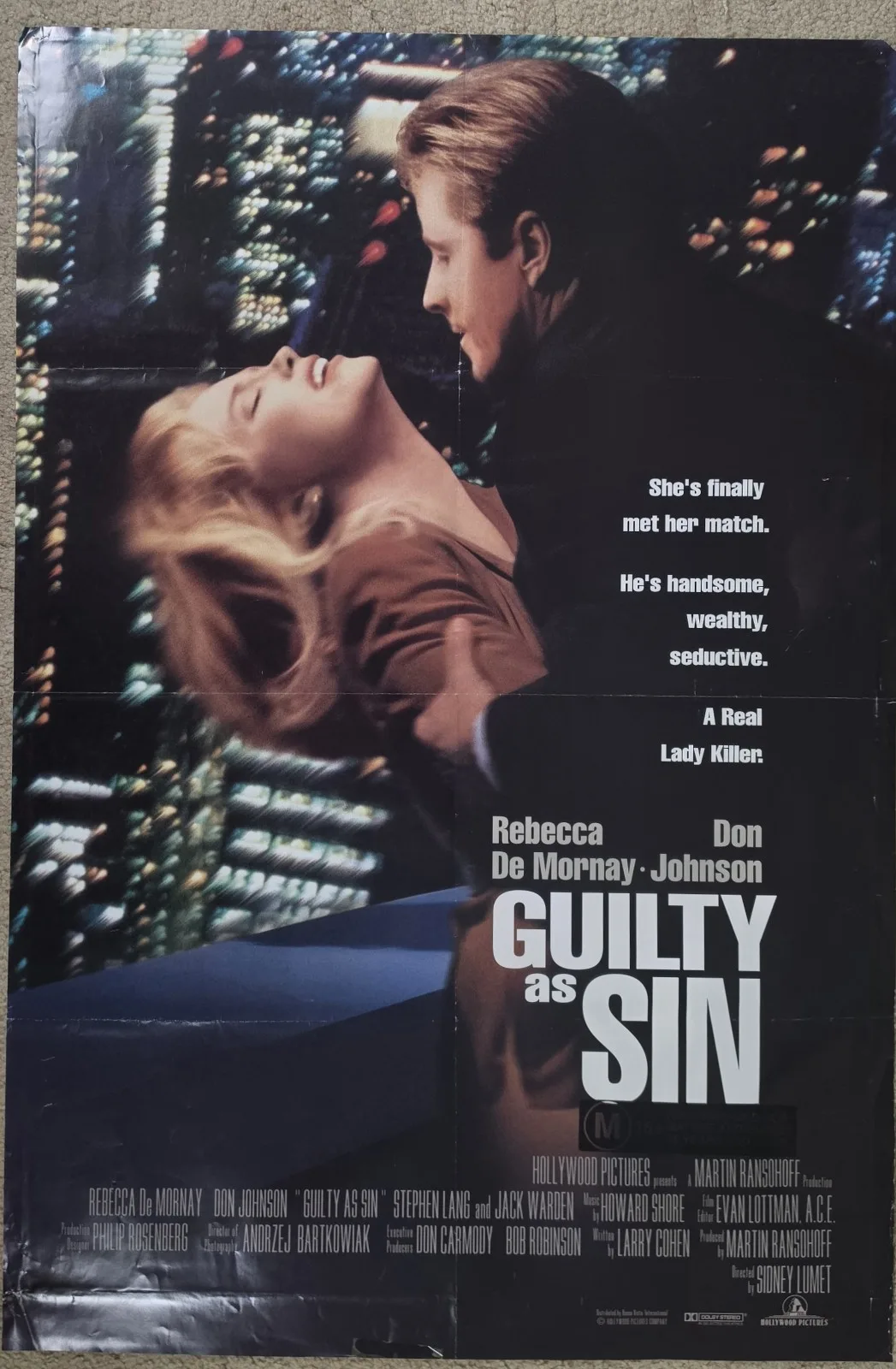 1993 Guilty as Sin Original Australian One Sheet Movie Poster SS Don Johnson – photo 2