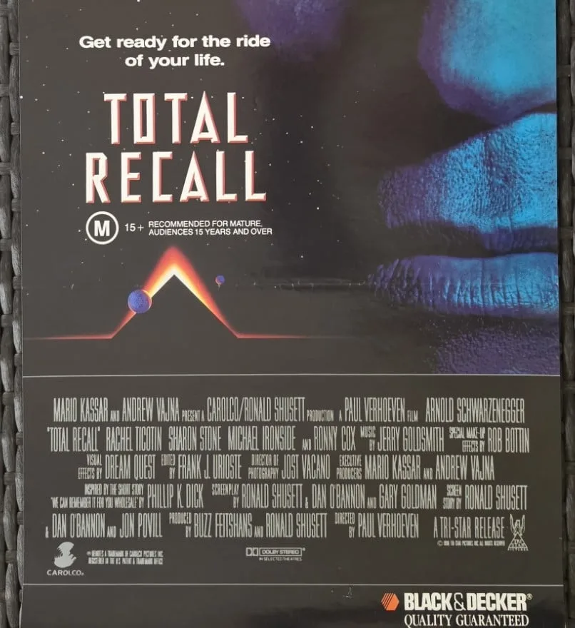 Total Recall 1990 Original Australian Daybill Poster Schwarzenegger Black Decker – photo 5