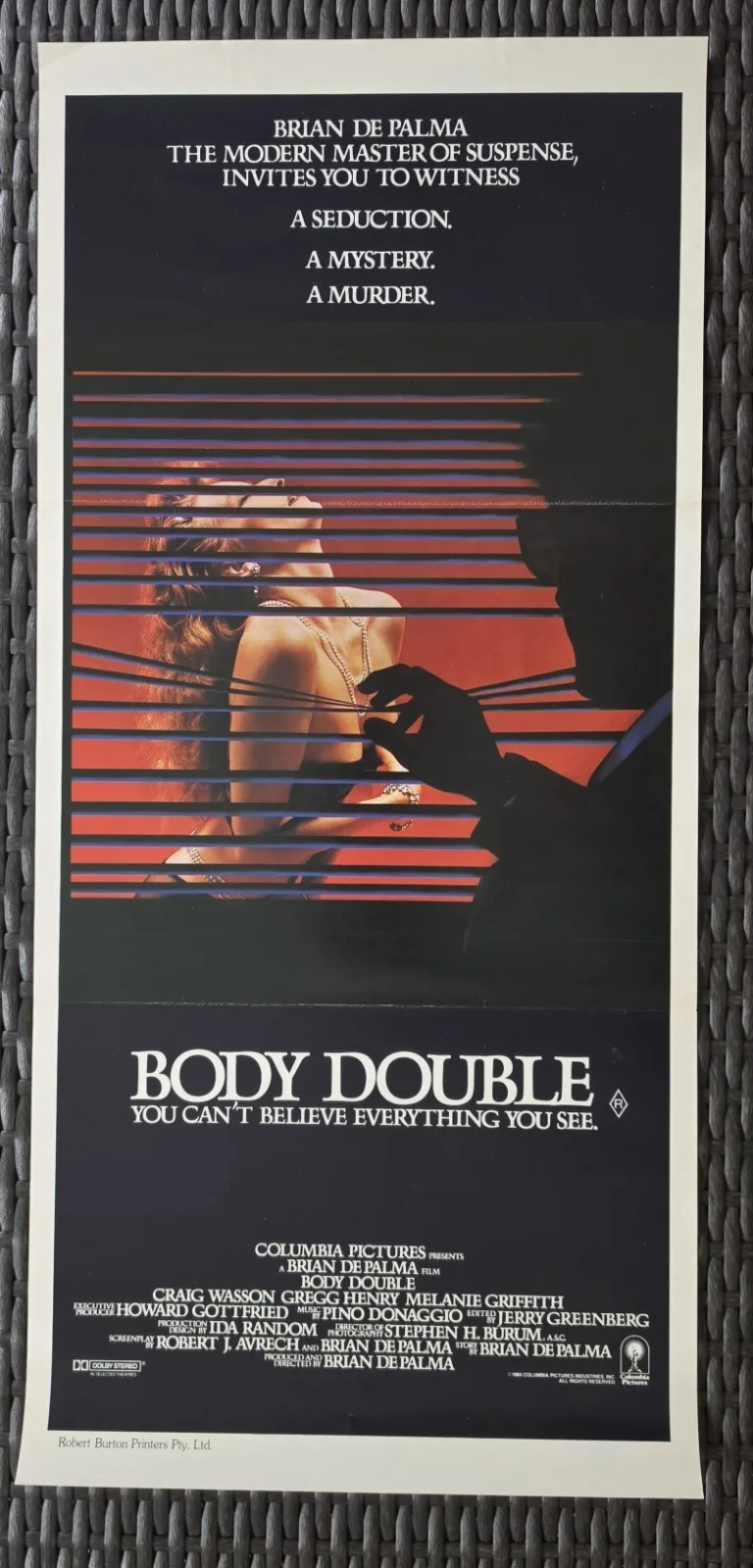 Body Double 1984 Original Australian Daybill Poster Brian De Palma Melanie Griff – photo 2