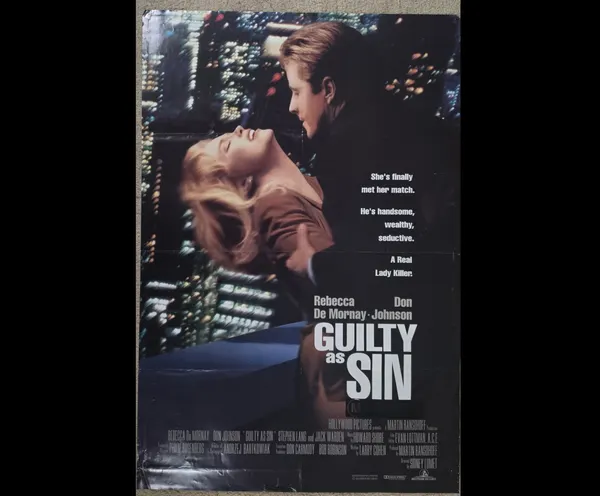 1993 Guilty as Sin Original Australian One Sheet Movie Poster SS Don Johnson