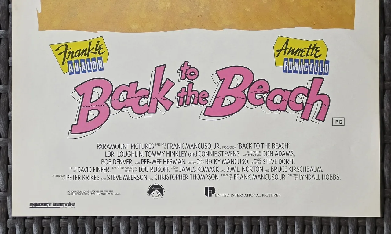 Back to the Beach 1987 Original Australian Daybill Poster Frankie Avalon VG – photo 4
