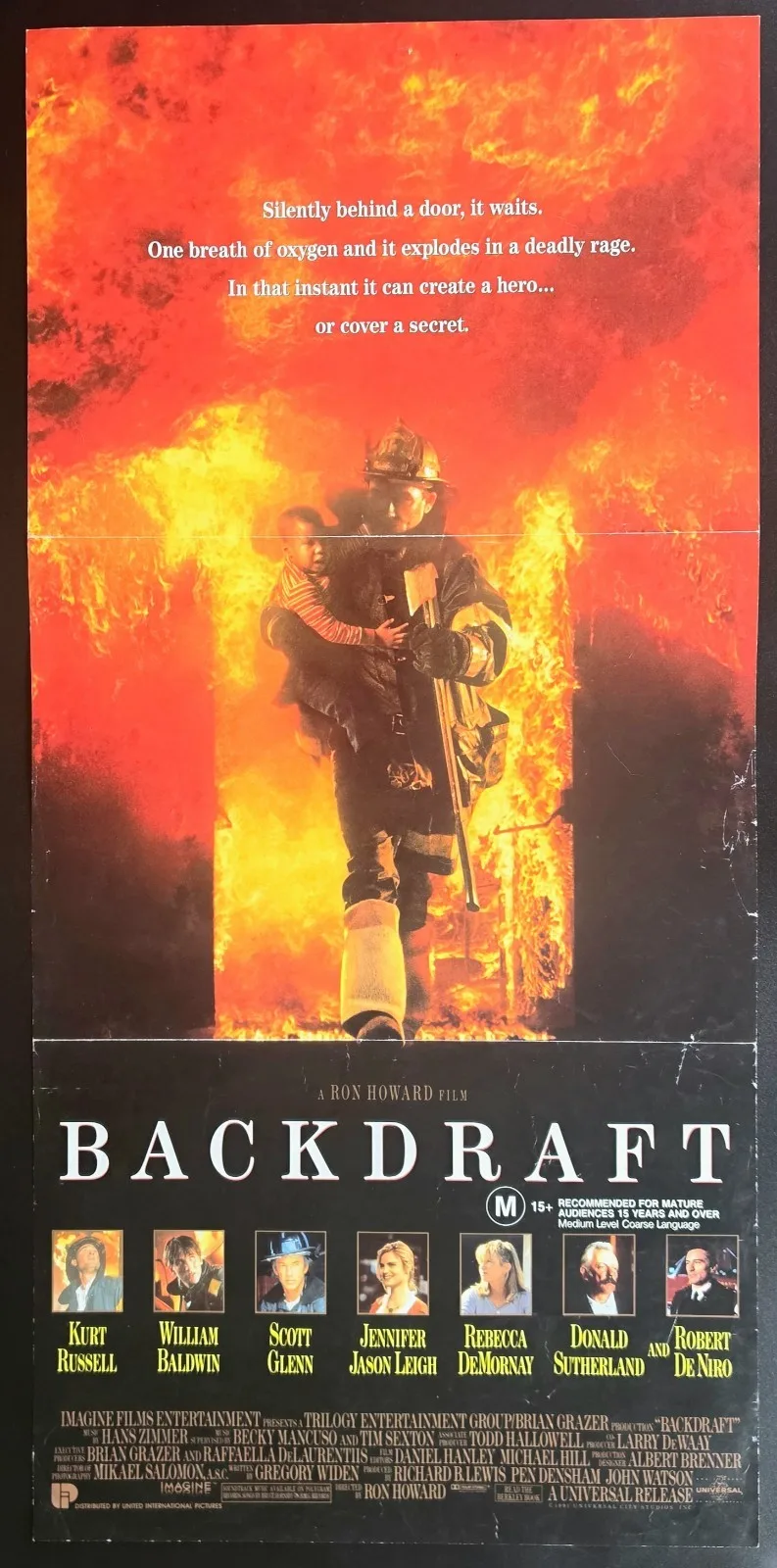 1991 Backdraft Original Australian Daybill Kurt Russell Ron Howard VG – photo 2