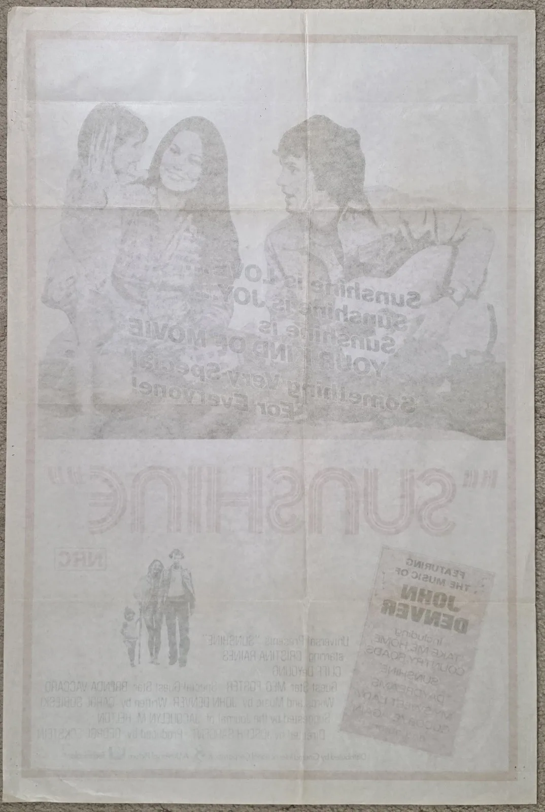 Sunshine 1973 Original Australian One Sheet Movie Poster SS John Denver 27x40 – photo 9