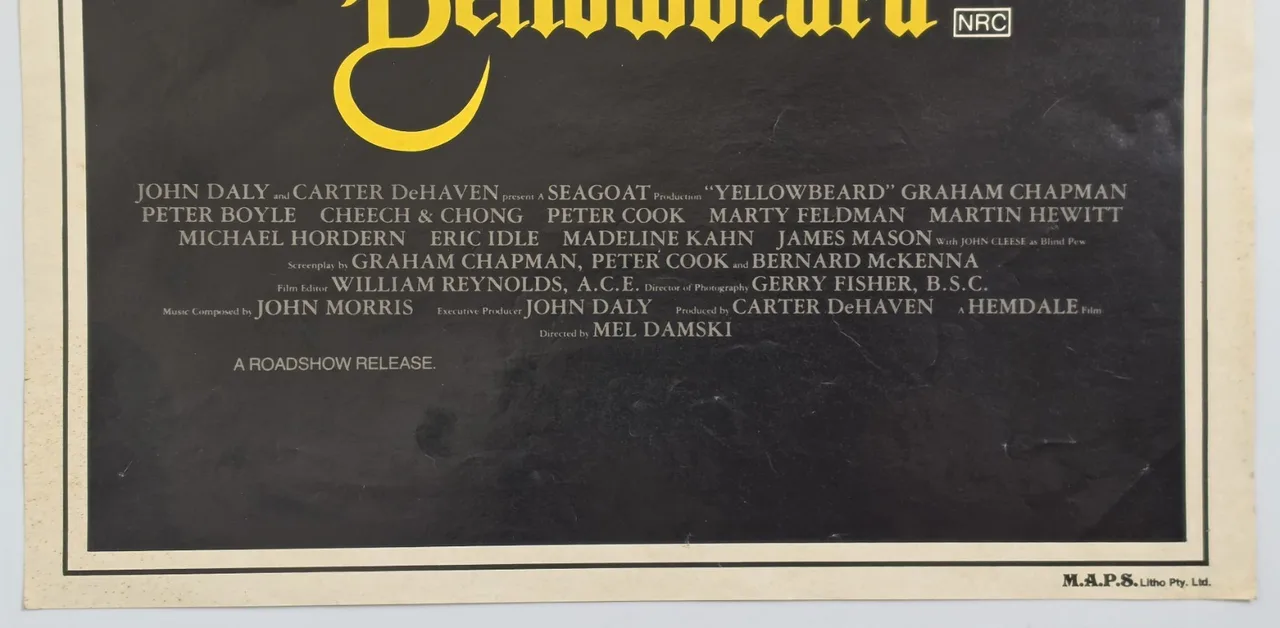 1983 Original Australian Daybill Yellowbeard Monty Python Comedy VG – photo 5