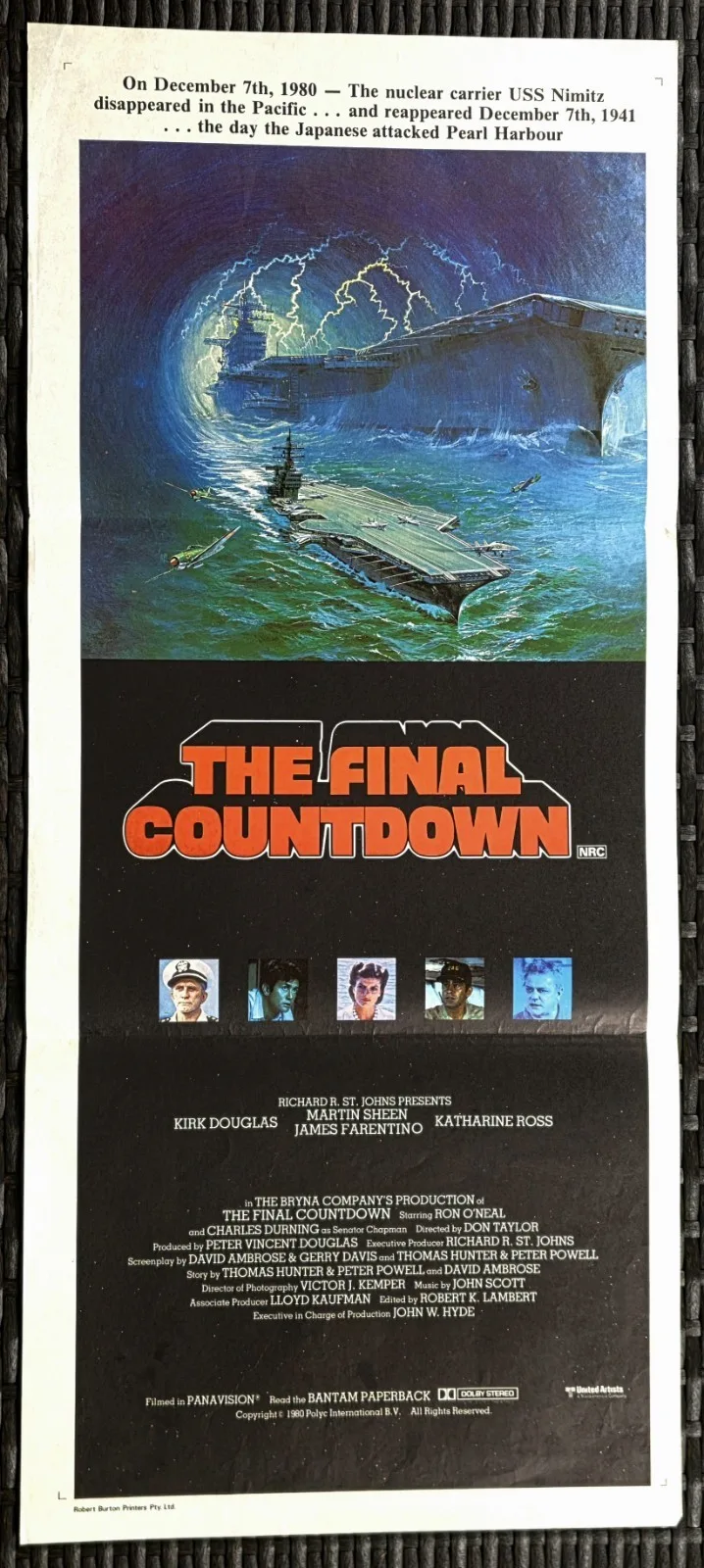 The Final Countdown 1980 Original Australian Daybill Poster Sci-Fi War E – photo 6