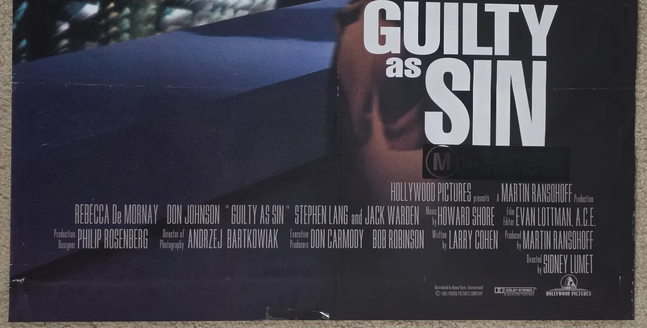 1993 Guilty as Sin Original Australian One Sheet Movie Poster SS Don Johnson – photo 3