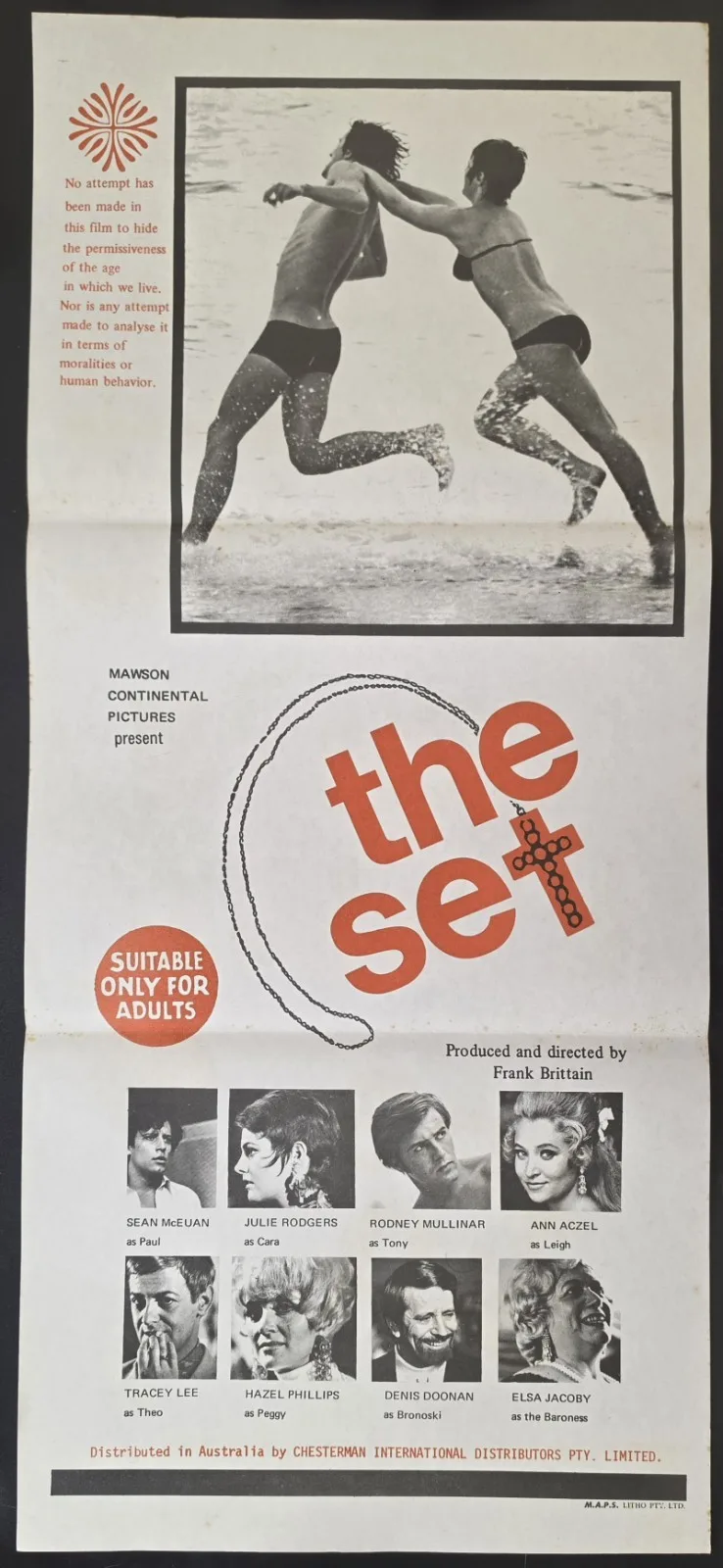 1970 The Set Original Australian Daybill Movie Poster Adults Frank Brittain VG – photo 2