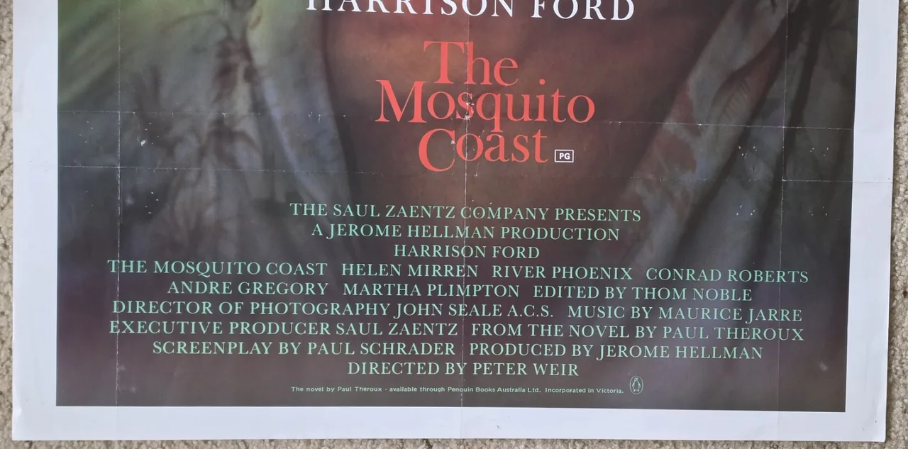 1986 The Mosquito Coast Original Australian One Sheet 27x40 Harrison Ford Poster – photo 8