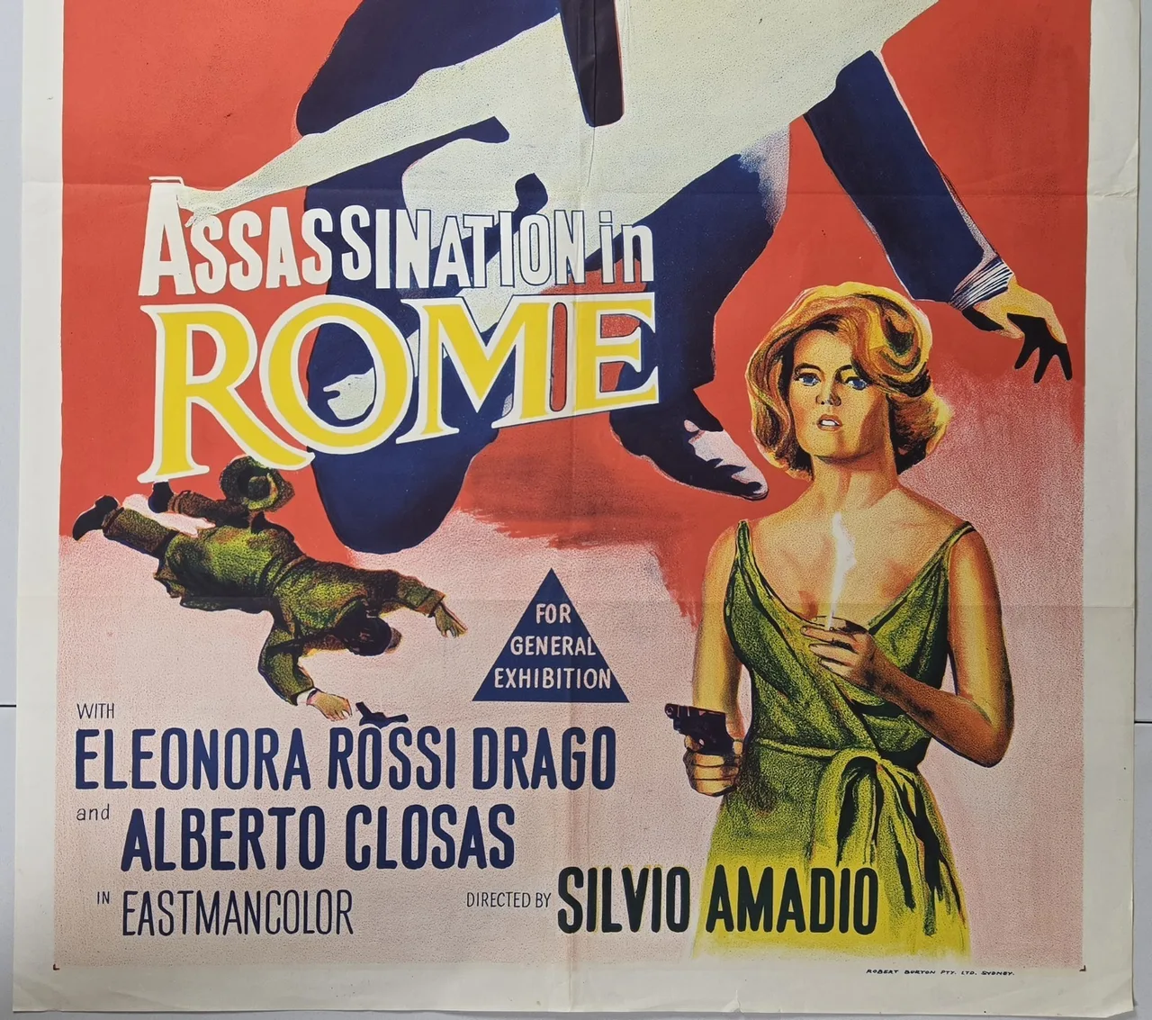 1965 Assassination in Rome 27x40 Original Australian One Sheet Crime SS VG – photo 8