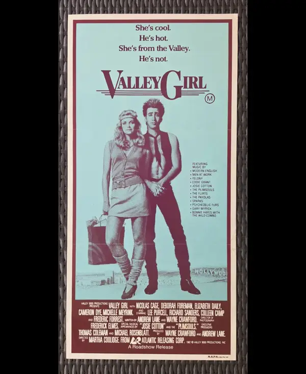 Valley Girl 1983 Original Australian Daybill Movie Poster Nicolas Cage 80s