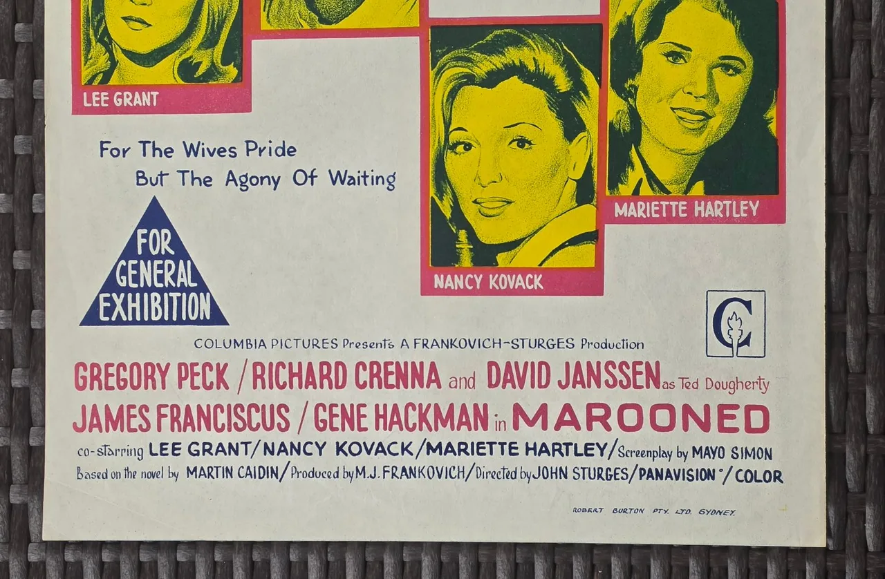 Marooned 1969 Original Australian Daybill Movie Poster Gregory Peck Gene Hackman — photo 6