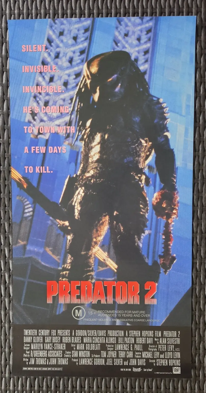 Predator 2 1990 Original Australian Daybill Movie Poster Danny Glover Alien – photo 2