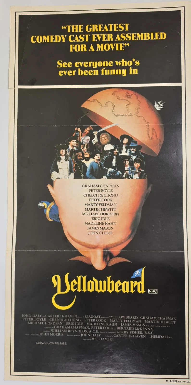 1983 Original Australian Daybill Yellowbeard Monty Python Comedy VG – photo 2