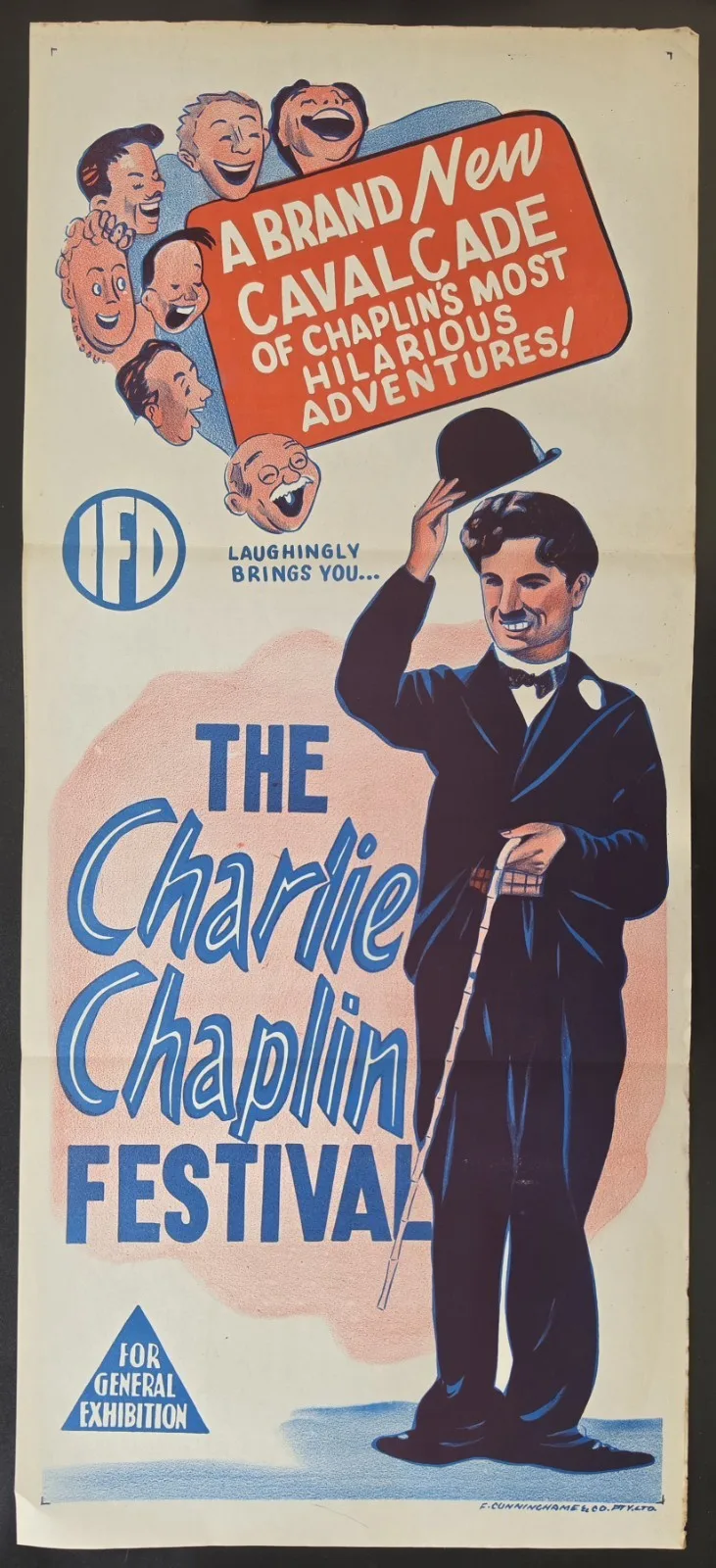 1955 The Charlie Chaplin Festival Original Australian Daybill Poster VG Rare – photo 2