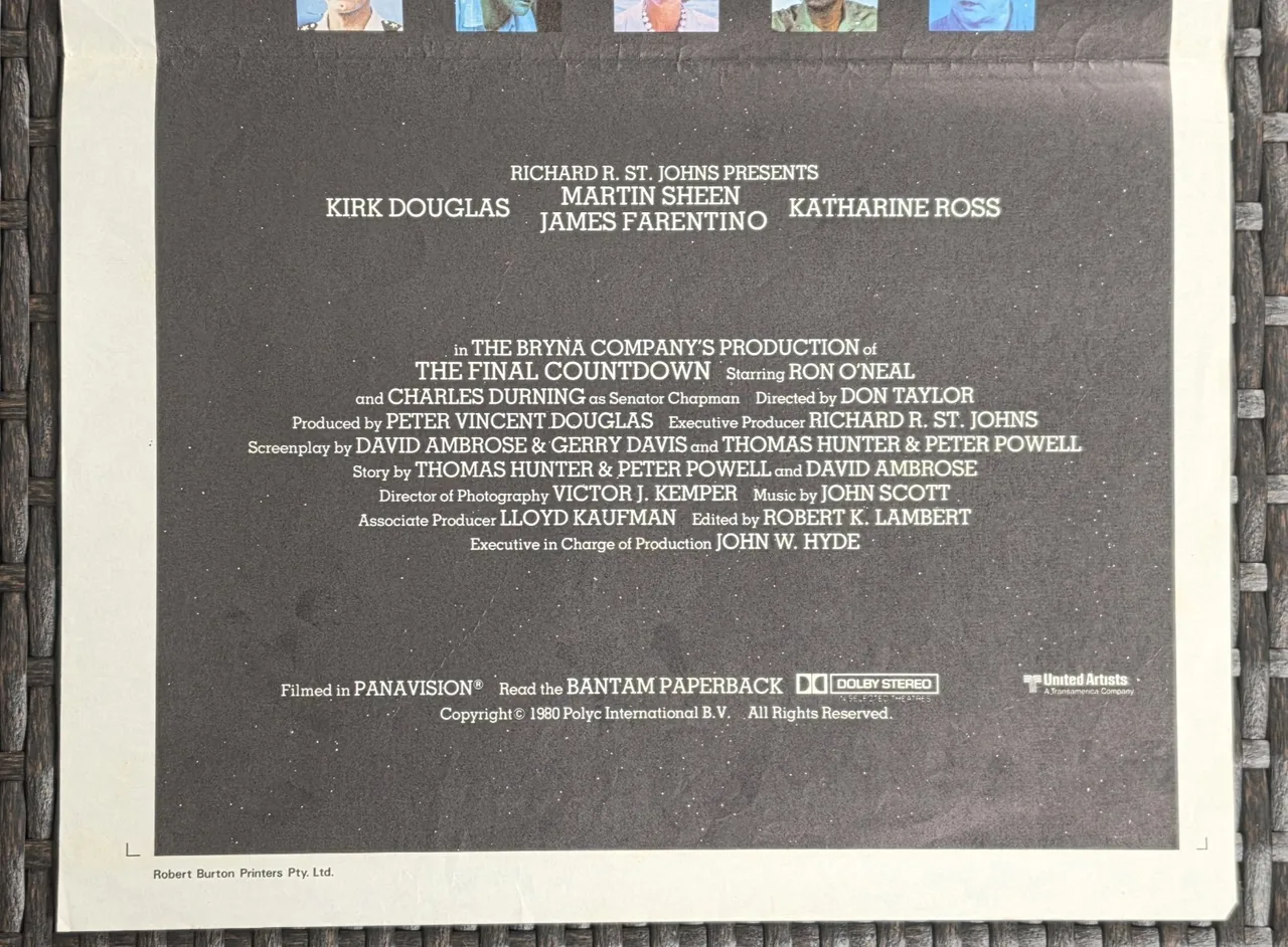 The Final Countdown 1980 Original Australian Daybill Poster Sci-Fi War E – photo 3