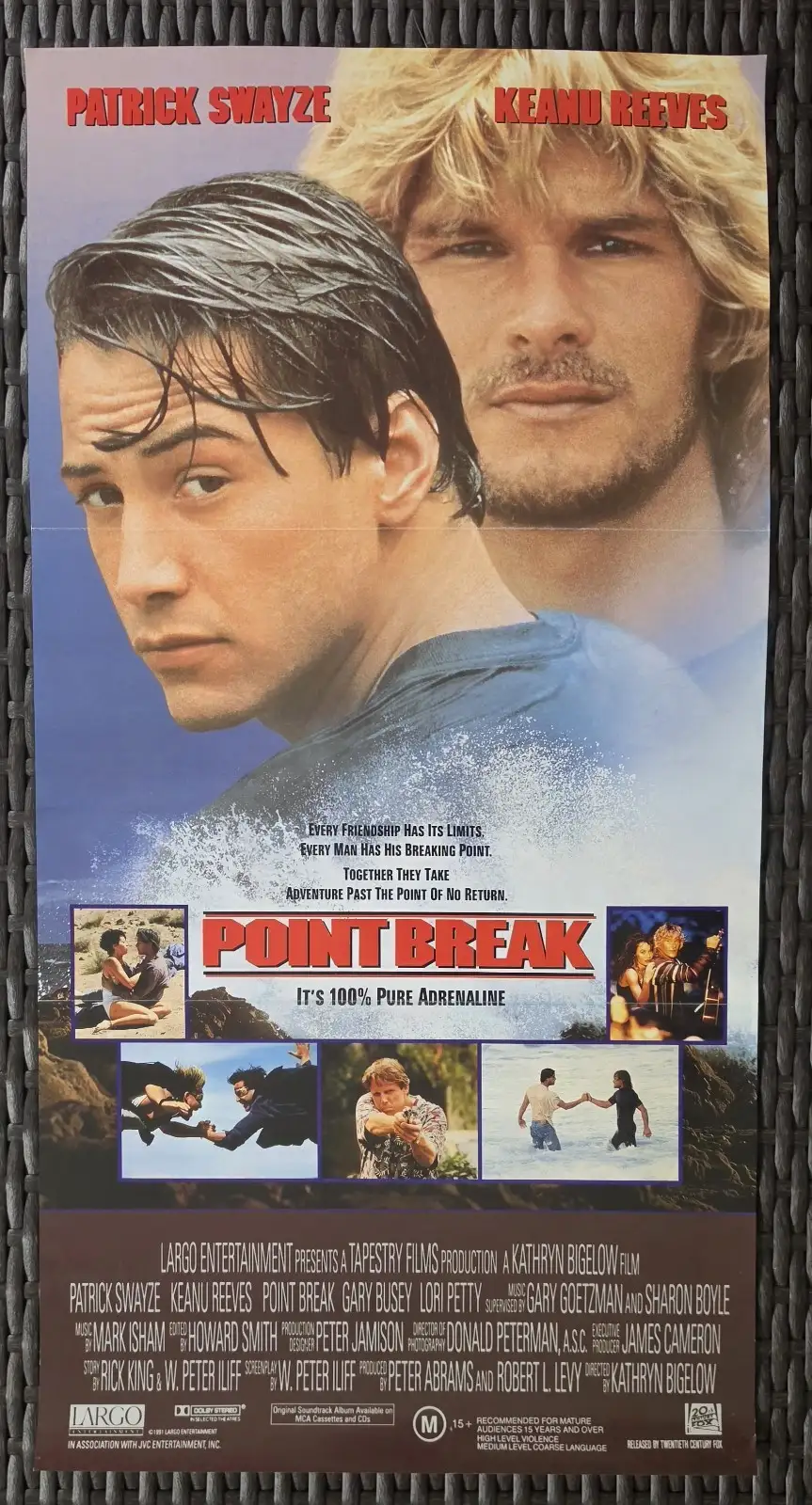 Point Break 1991 Original Australian Daybill Poster Keanu Reeves Patrick Swayze – photo 2