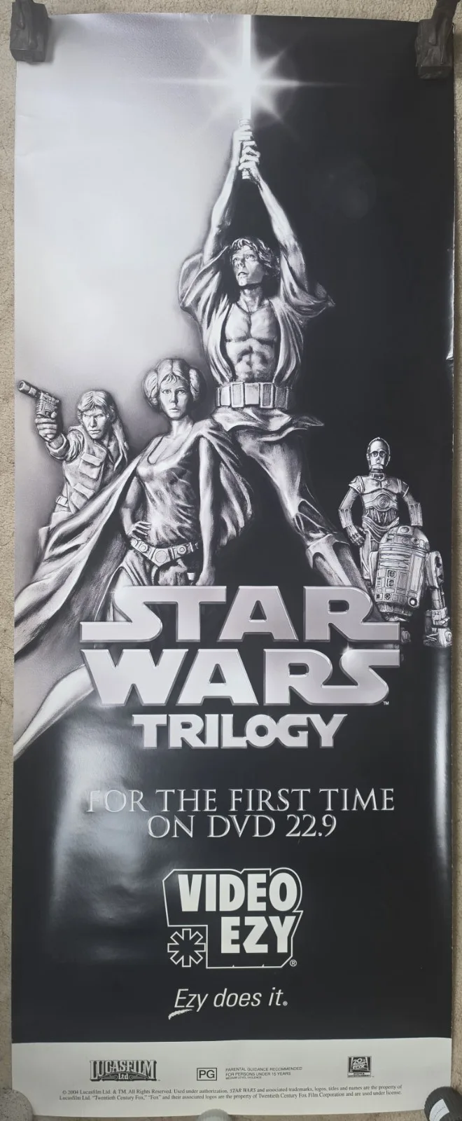 Star Wars Trilogy 2004 Original Video Ezy Promo Poster 200x80cm DVD Display – photo 2