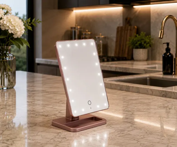 Led Makeup Mirror Desktop Smart Touch With Light Rose Gold