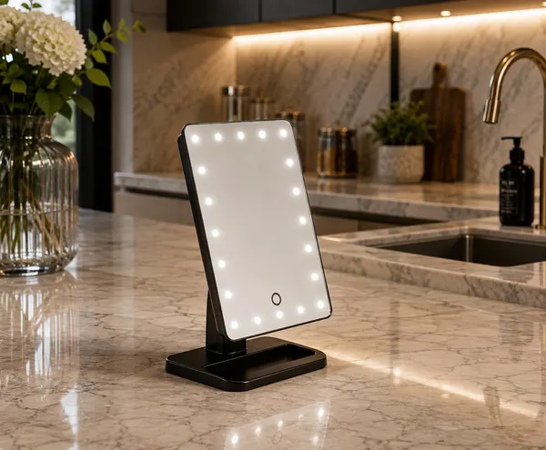 Led Makeup Mirror Desktop Smart Touch With Light Black