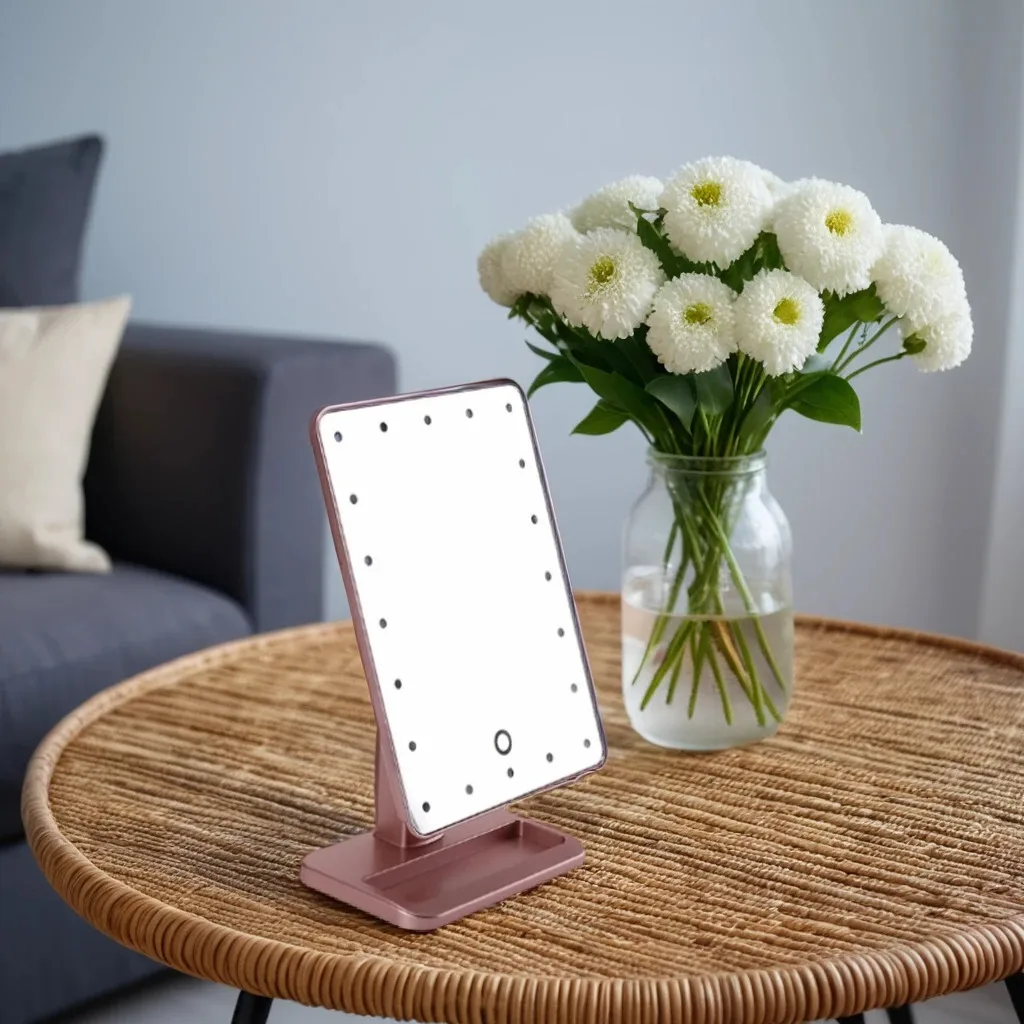 Led Makeup Mirror Desktop Smart Touch With Light Rose Gold — photo 3