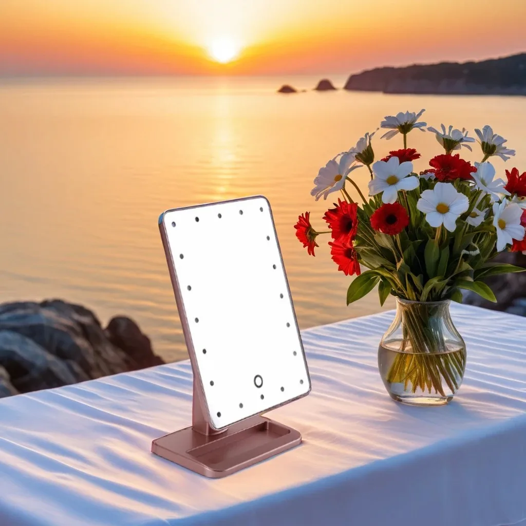 Led Makeup Mirror Desktop Smart Touch With Light Rose Gold — photo 2