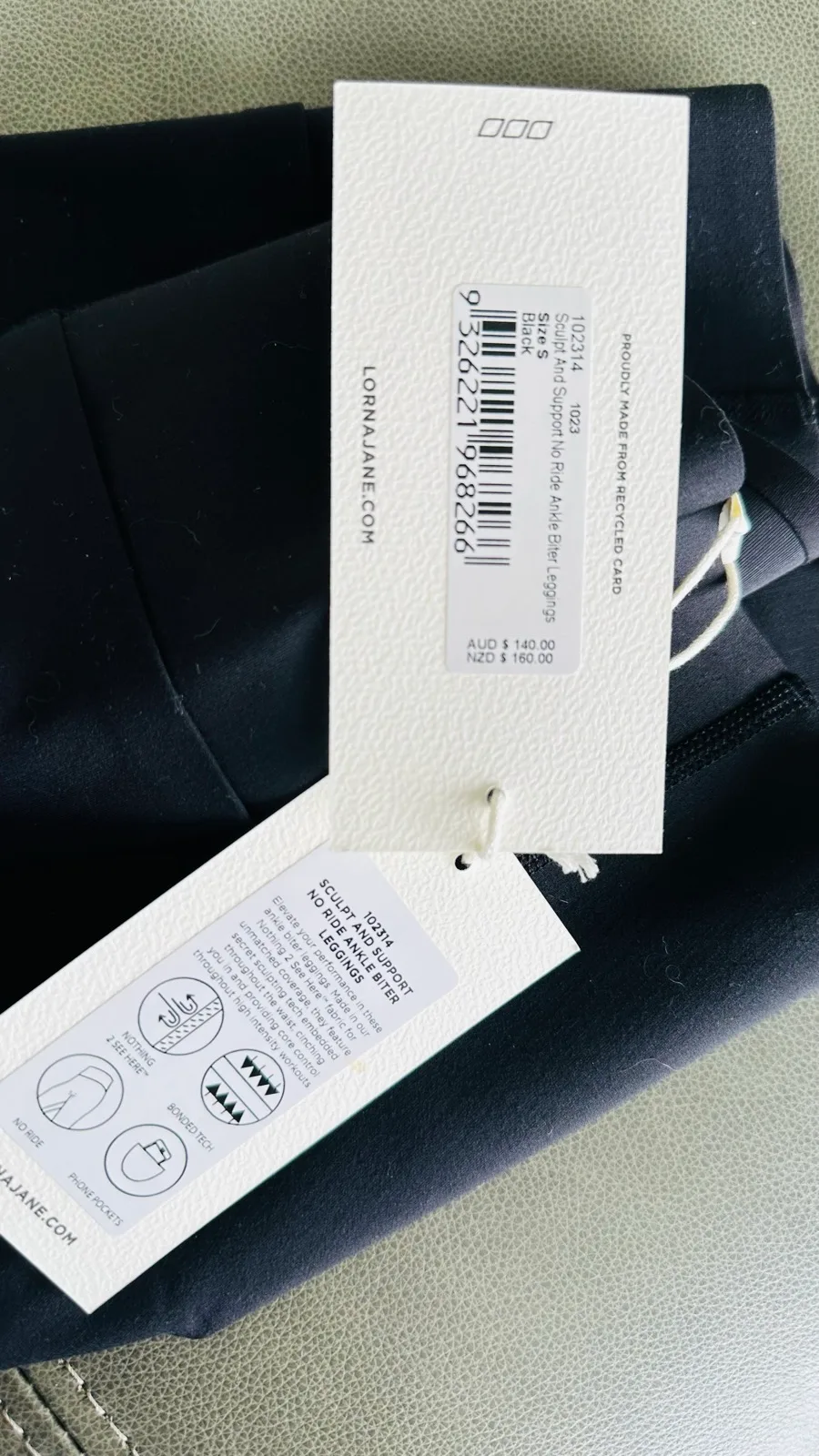 Lorna Jane Sculpt & Support No Ride Ankle Biter Leggings | Size S | Black | BNWT — photo 7