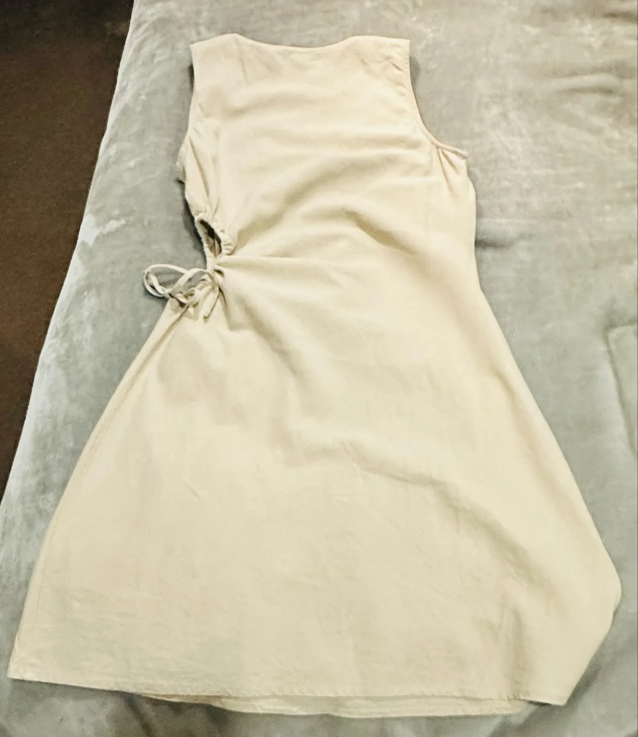 Piper Petite Linen Blend Gathered Midi Dress - Size 12 - Beige — photo 2