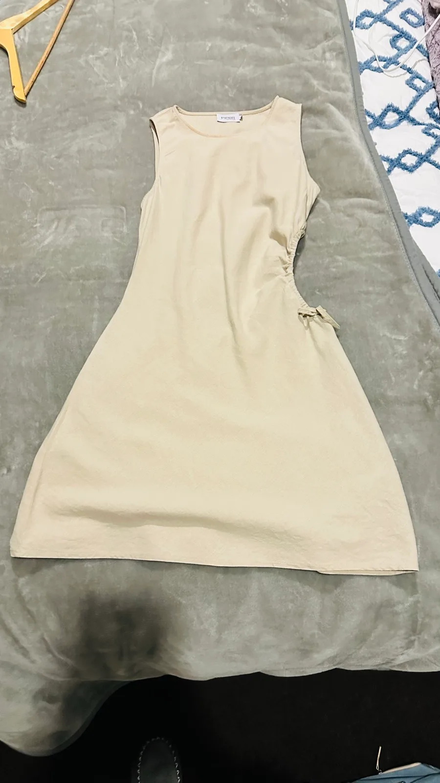 Piper Petite Linen Blend Gathered Midi Dress - Size 12 - Beige — photo 5