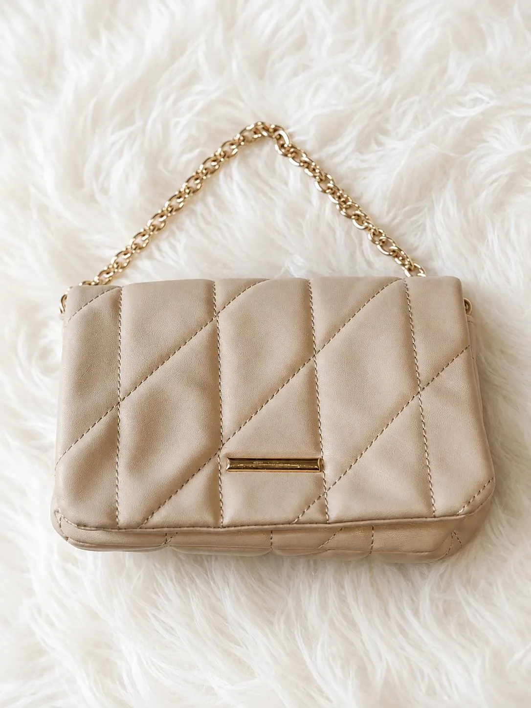 Beige quilted crossbody/shoulder bag — photo 4