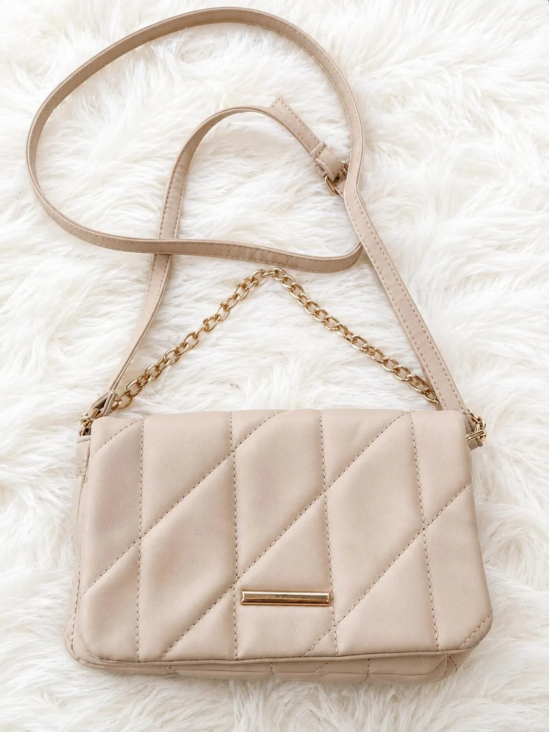 Beige quilted crossbody/shoulder bag — photo 2