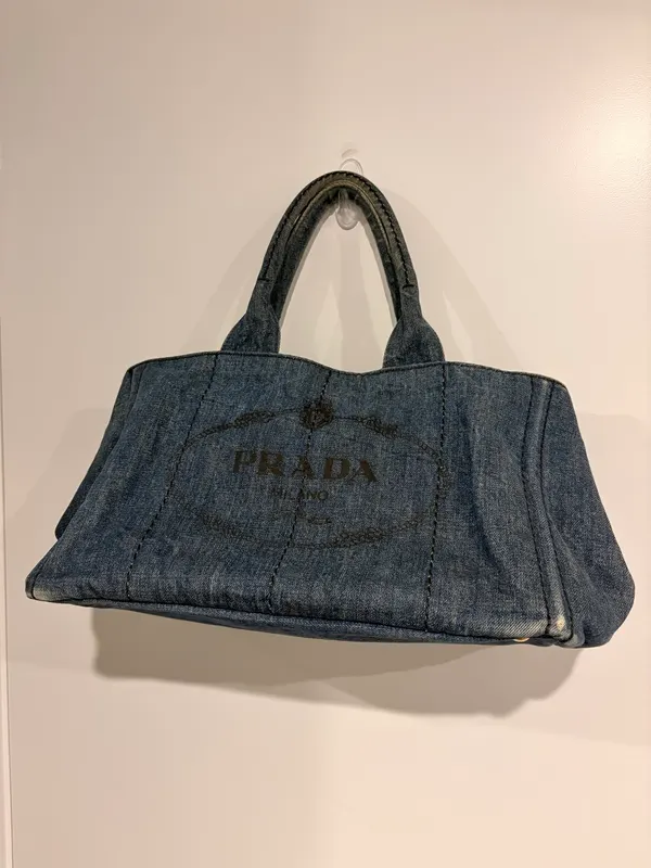 Prada campana denim tote