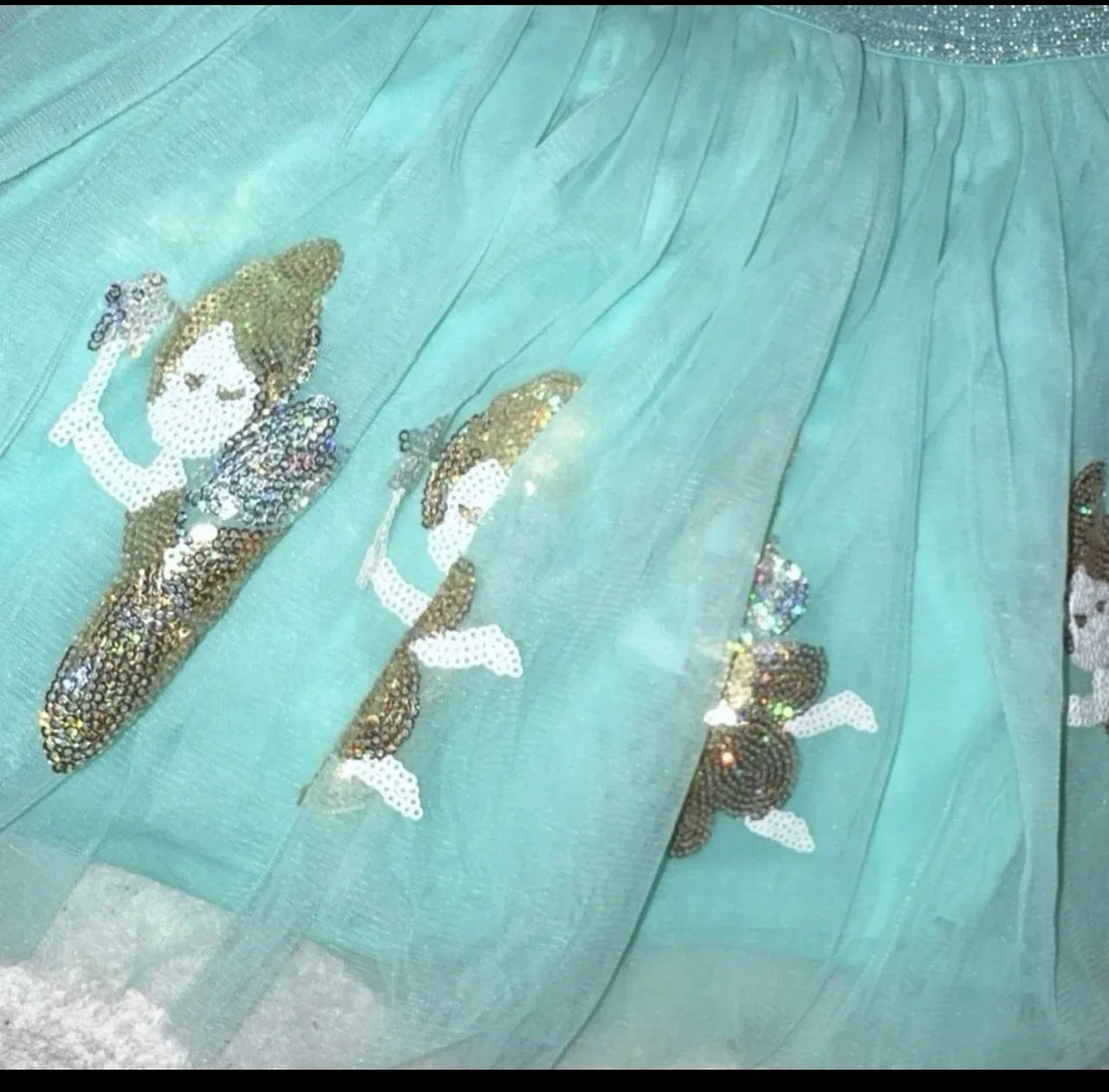 Girls aqua tulle tutu fairy skirt sz 4 – photo 2