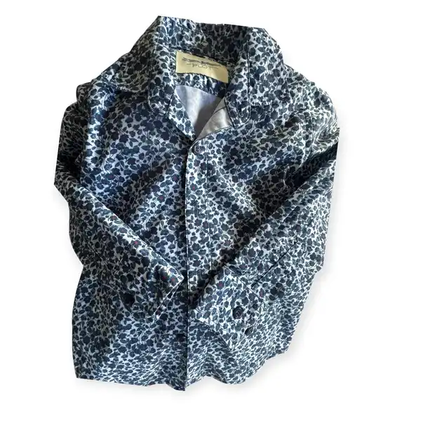 Plot boys floral L/S shirt navy blue sz 5-6