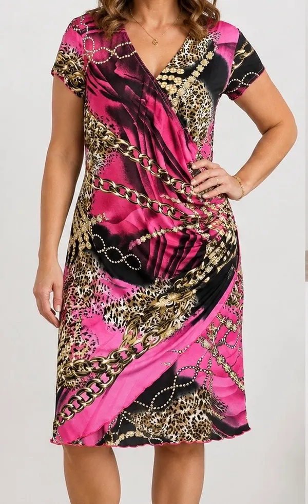 Joseph Ribkoff 16 pink chains dress