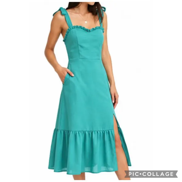 Belle & bloom green tie up dress S