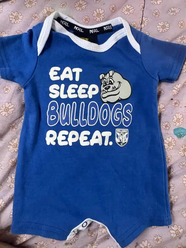 Bulldogs nrl footy baby onesie