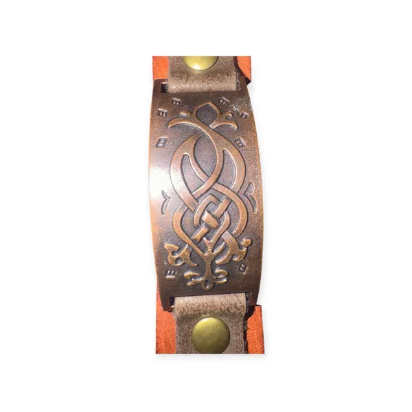 Leather Viking metal button up braclet