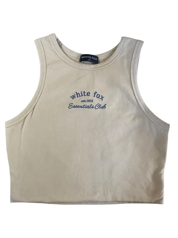 White fox tank crop beige sc xs
