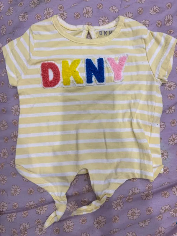 DKNY girls tie up  yellow tshirt 12 mth