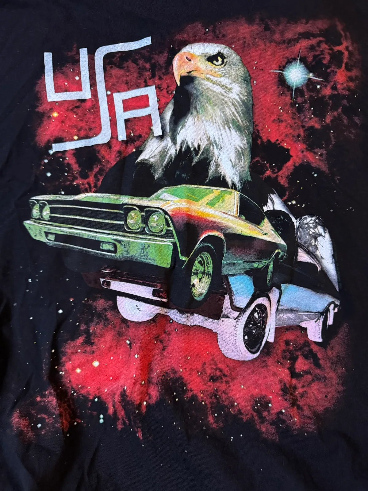USA Eagle cars black men’s tshirt sz l — photo 2