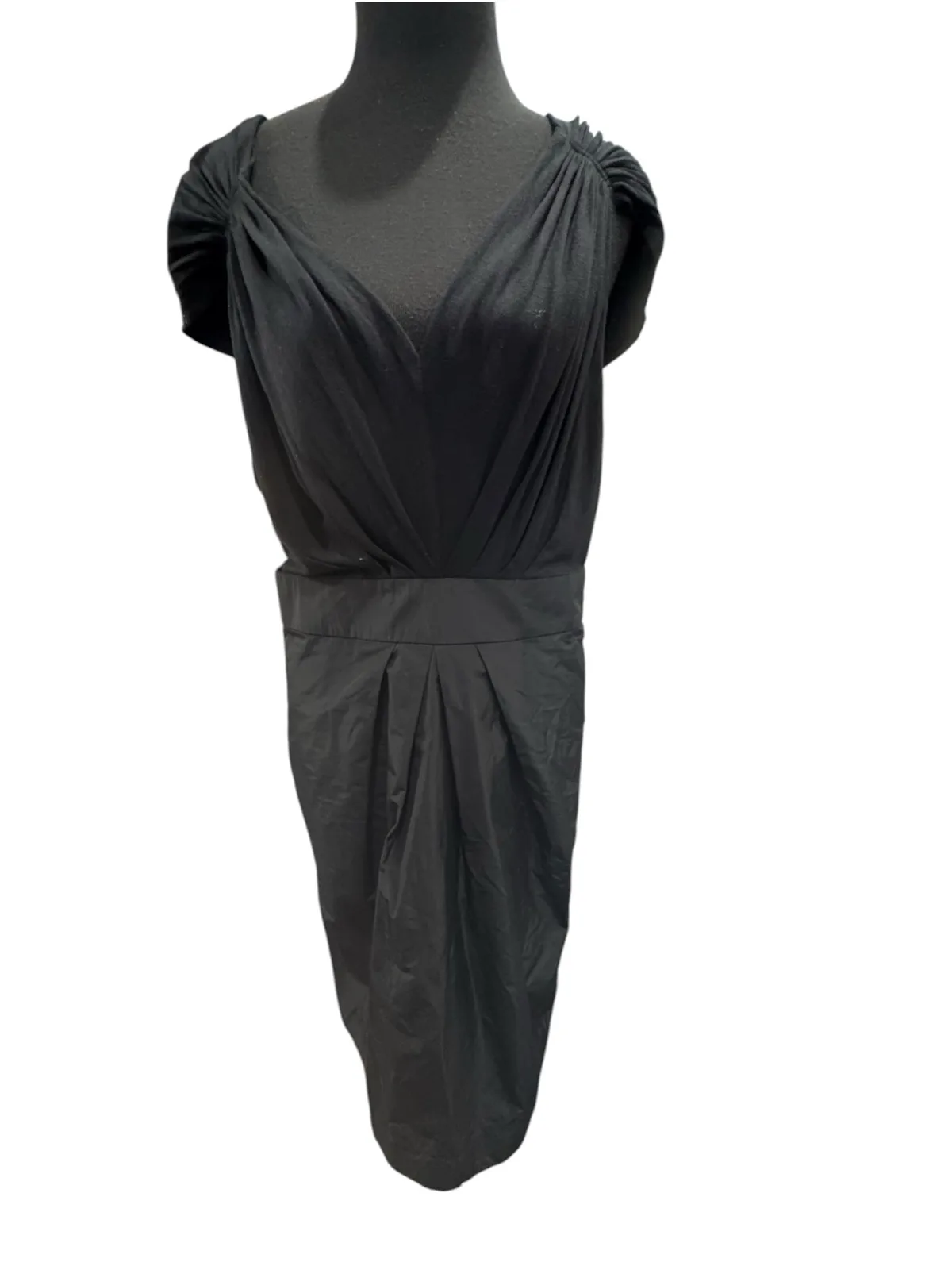 Basque black cap sleeve v neck sz 16 – photo 4