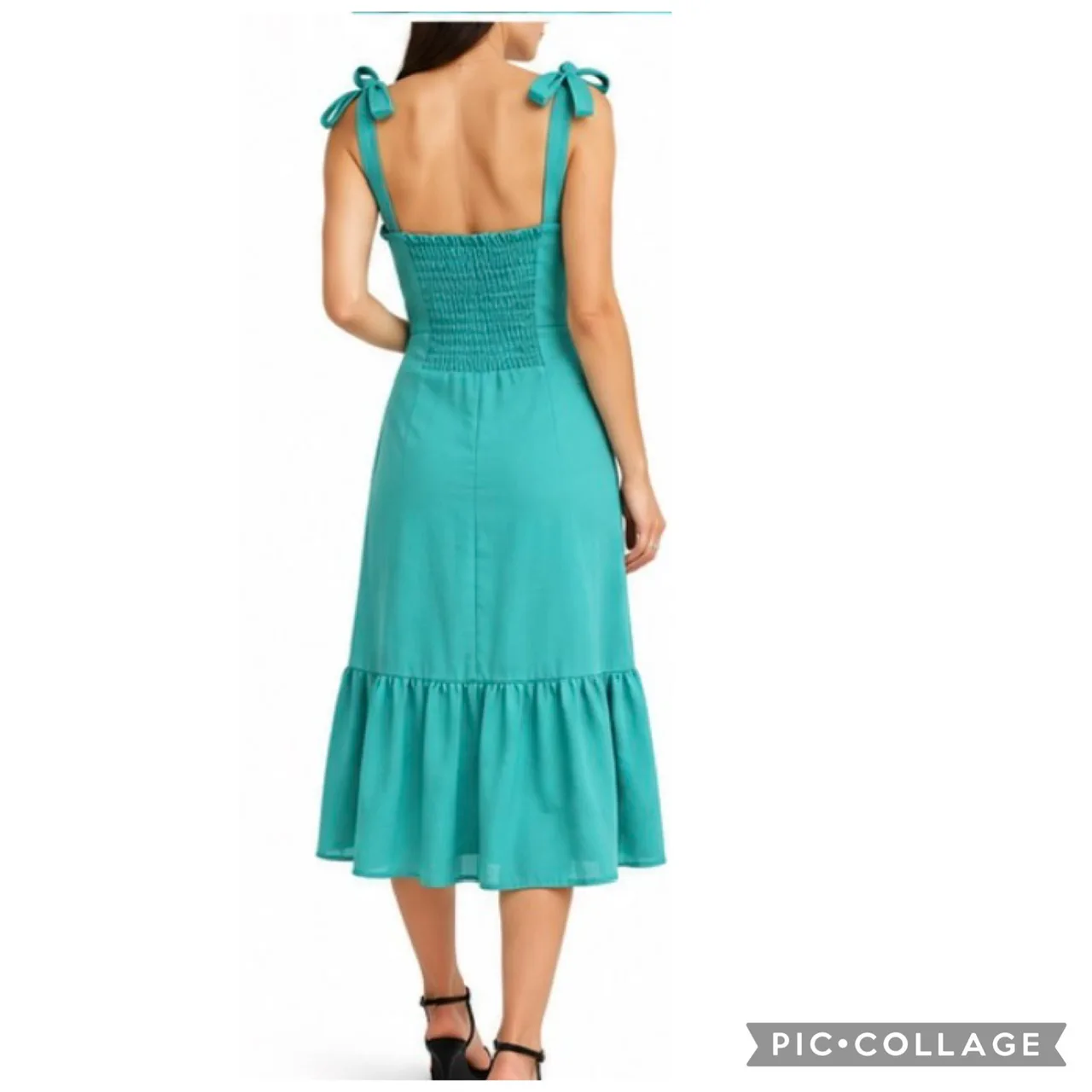 Belle & bloom green tie up dress S – photo 2