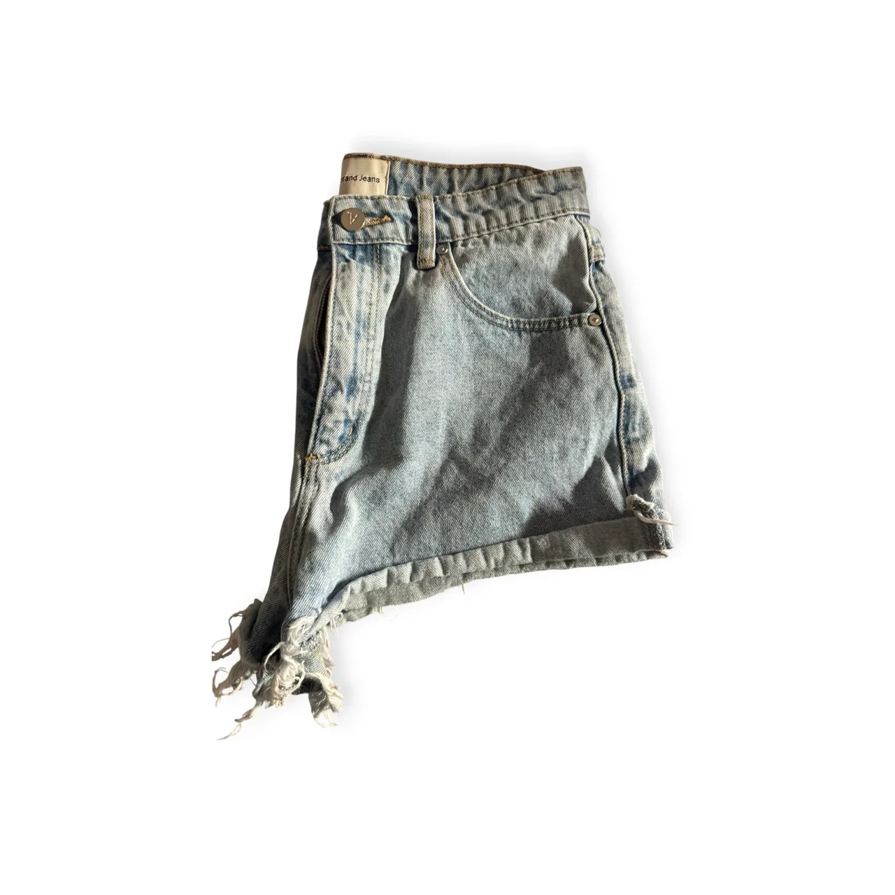 Abrand light blue denim frayed shorts – photo 3