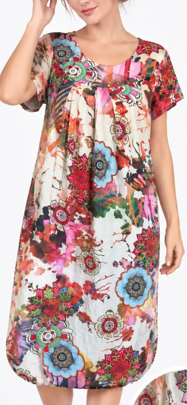 Ladies Vtg  boho cap sleeve floral dress