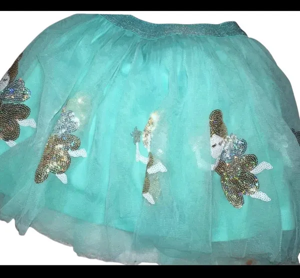 Girls aqua tulle tutu fairy skirt sz 4