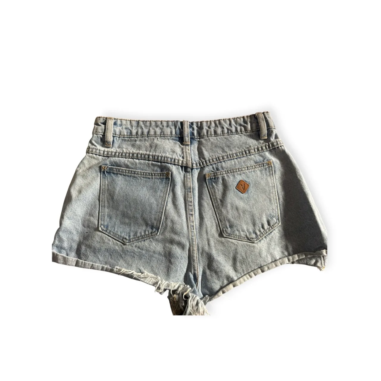 Abrand light blue denim frayed shorts – photo 2