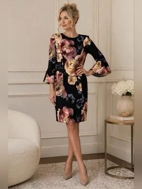 Joseph ribkoff floral bodycon midi sz10 — photo 4
