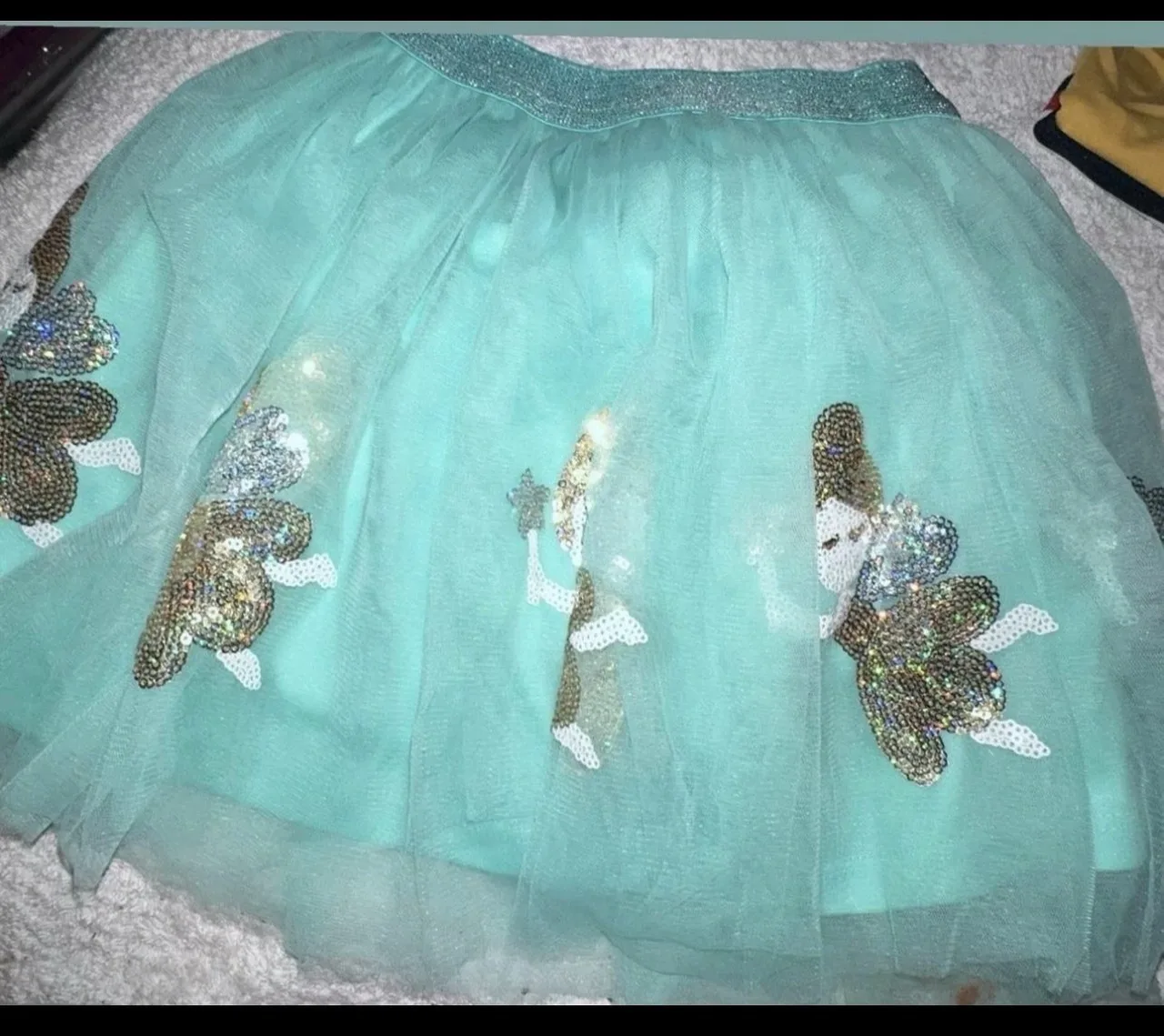 Girls aqua tulle tutu fairy skirt sz 4 – photo 4